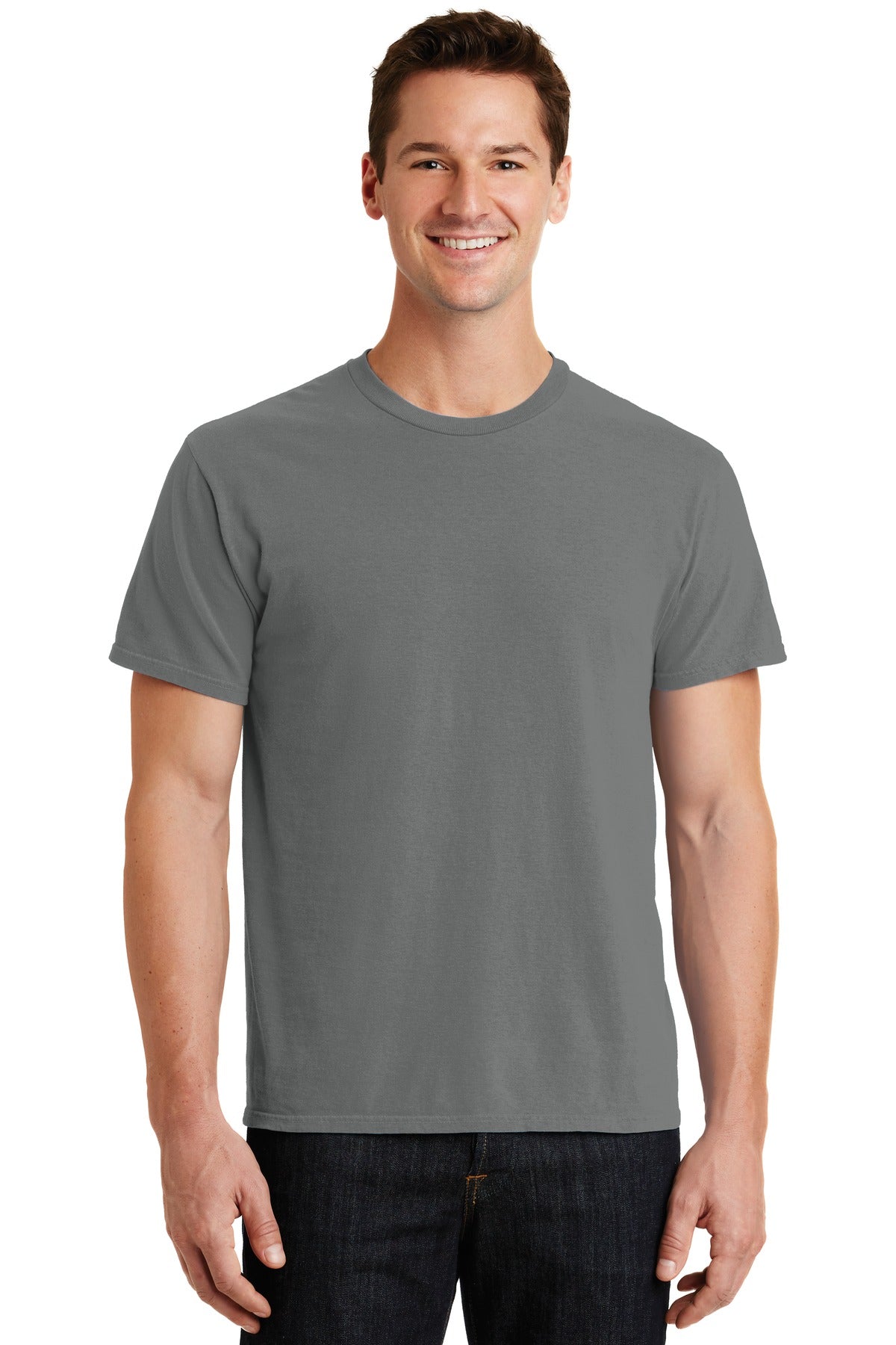 Front View of Pewter Port & Co Beach Wash Garment-Dyed Tee. PC099