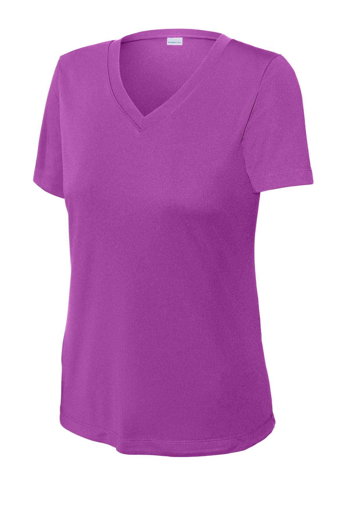 Front View of Pink Orchid Sport-Tek Women's PosiCharge Competitor V-Neck Tee. LST353