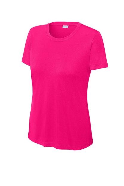 Front View of Pink Raspberry Sport-Tek Women's PosiCharge Competitor Tee. LST350