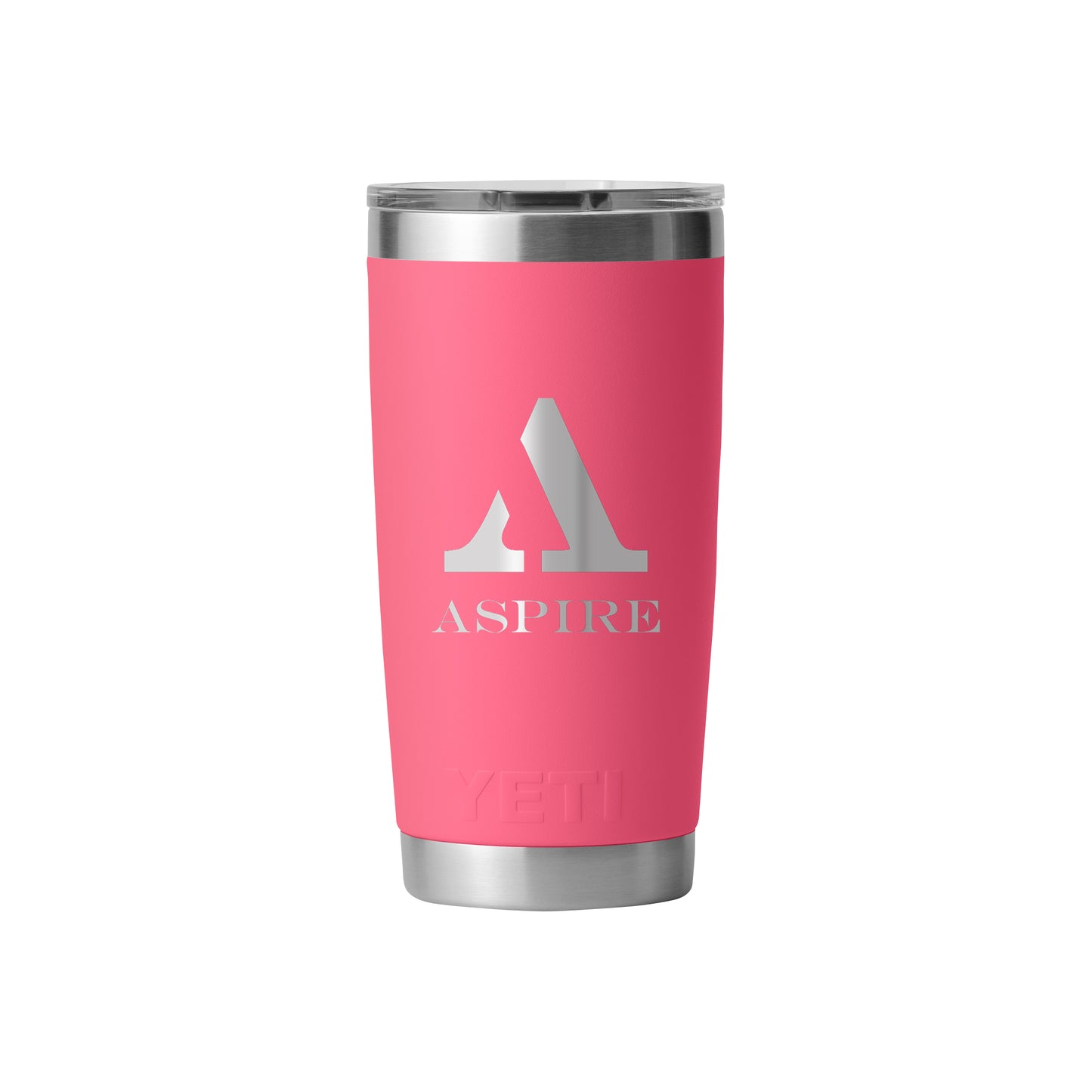 Front View of Pink-Tropical Rambler® 20 oz Tumbler MagSlider™ Lid