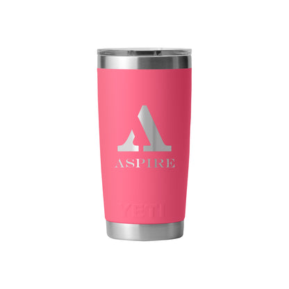 Front View of Pink-Tropical Rambler® 20 oz Tumbler MagSlider™ Lid