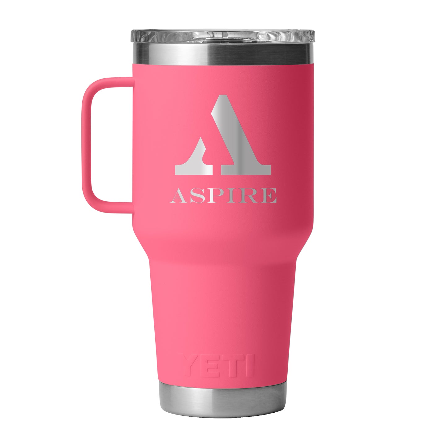 Front View of Pink-Tropical Rambler® 30 oz Travel Mug with StrongHold™ Lid