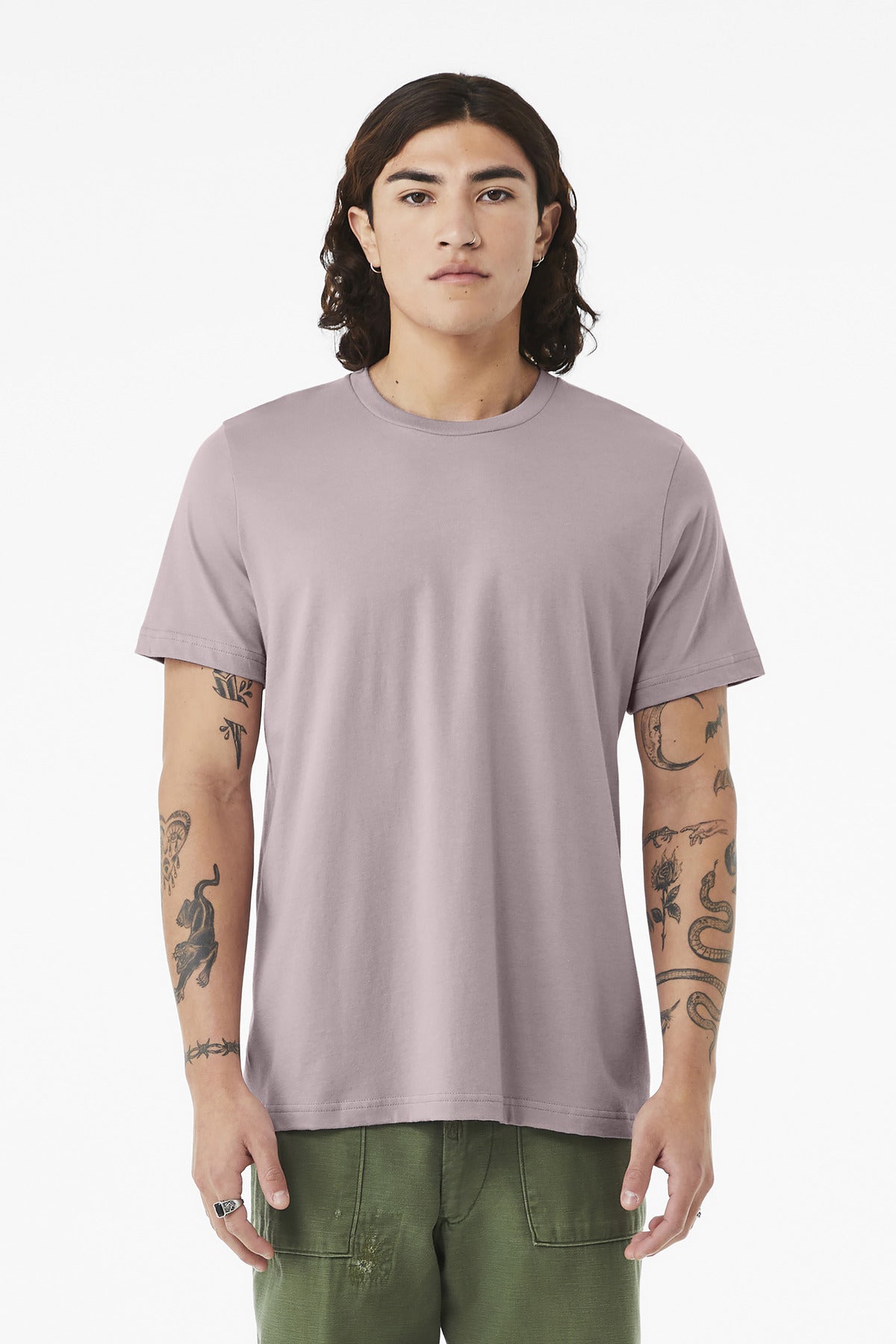 Front View of PinkGravel BELLA+CANVAS Unisex Jersey Short Sleeve Tee. BC3001