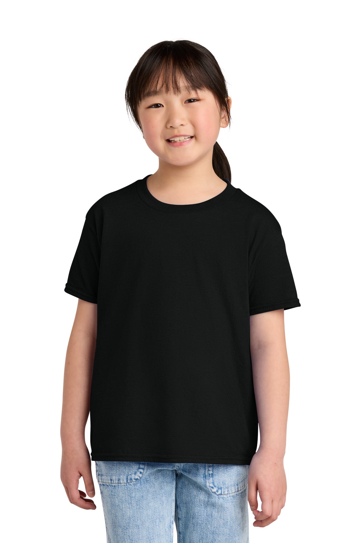 Front View of PitchBlack Gildan Youth Softstyle CVC Tee 64000BCVC