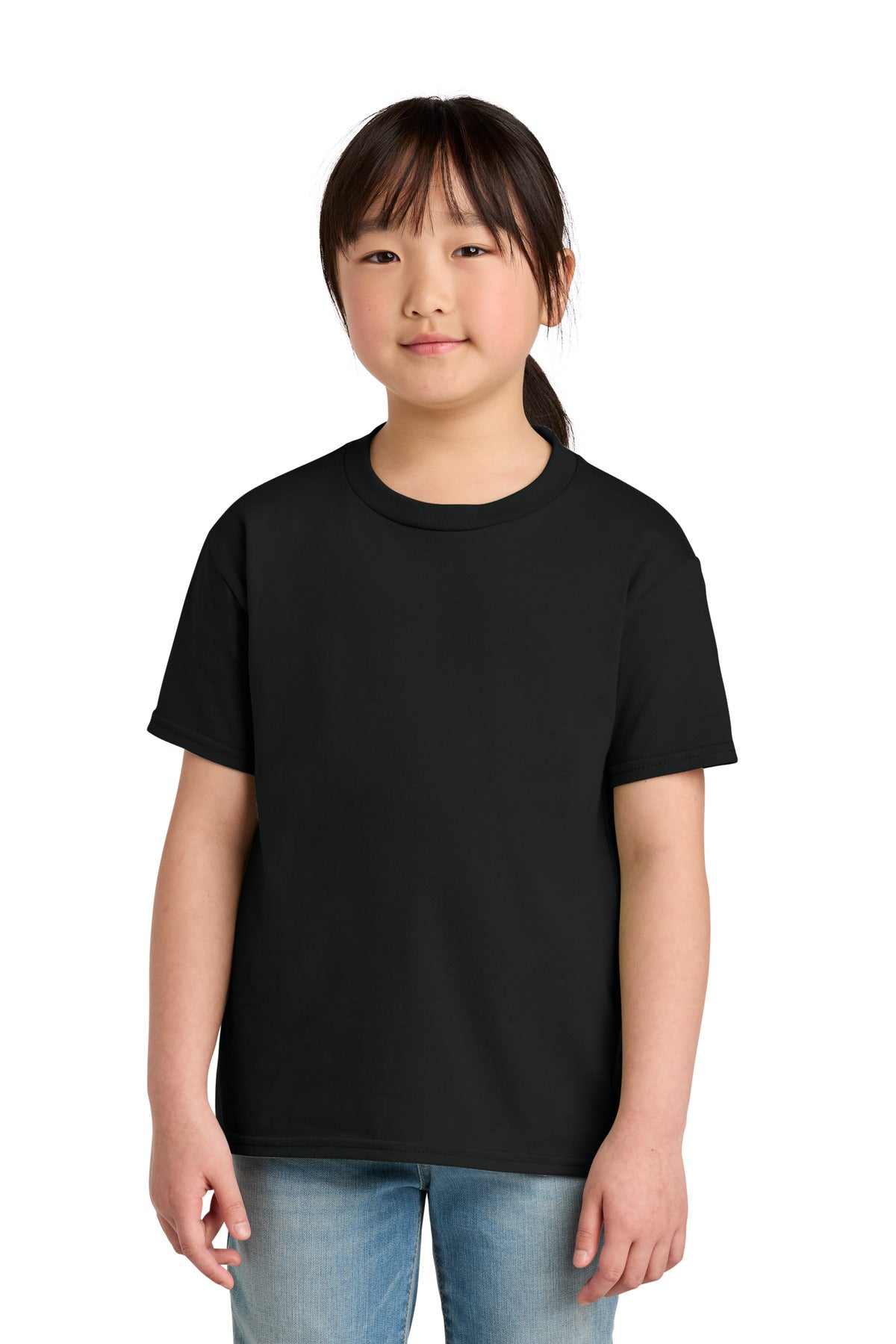 Front View of PitchBlack Gildan Youth Softstyle Midweight Tee 65000B