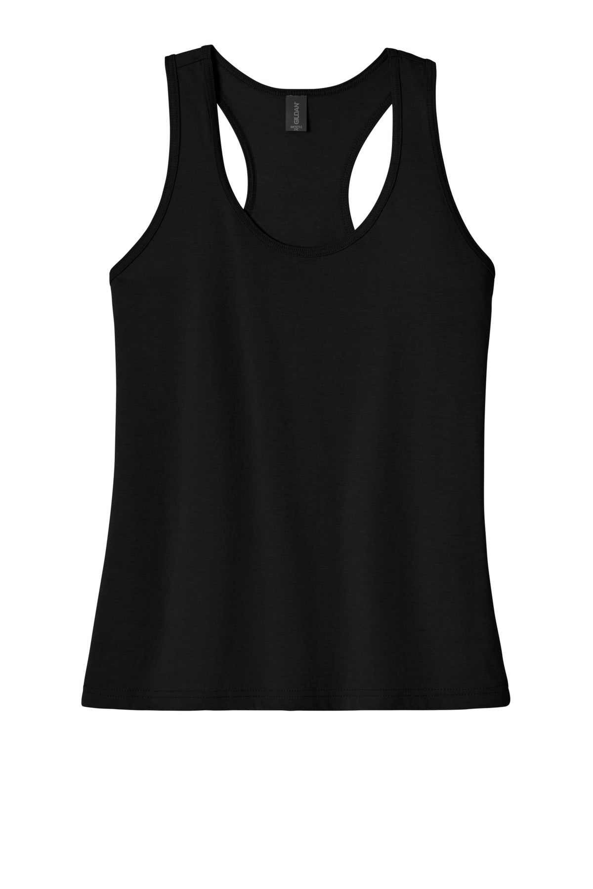 Front View of PitchBlMst Gildan Softstyle Women's CVC Racerback Tank 64220LCVC