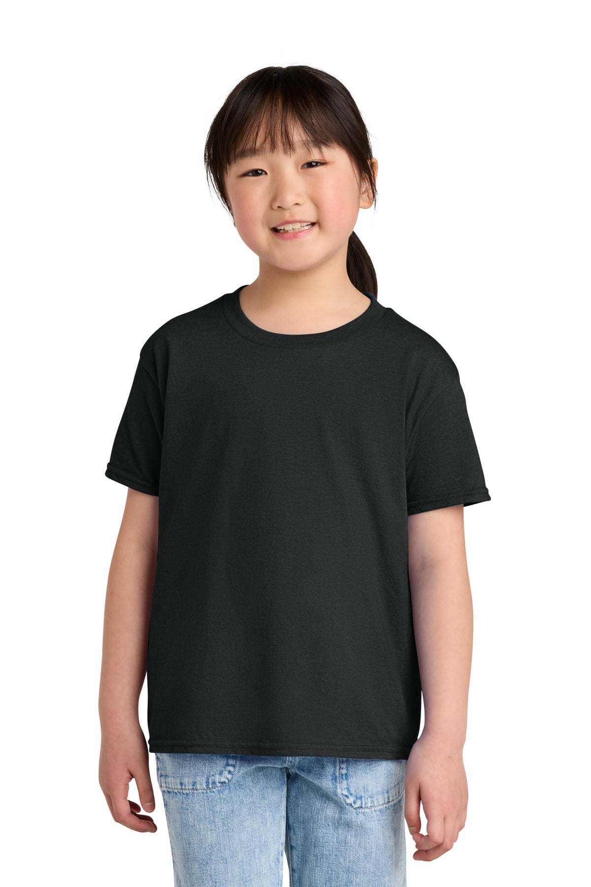 Front View of PitchBlMst Gildan Youth Softstyle CVC Tee 64000BCVC