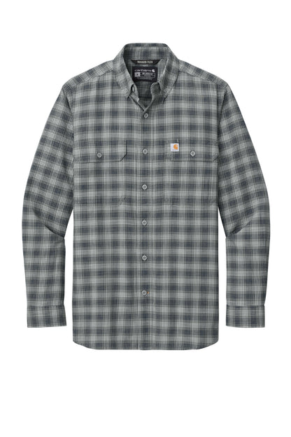 Front View of PlaidStlNv Carhartt Rugged Flex Plaid Long Sleeve Shirt CT107109