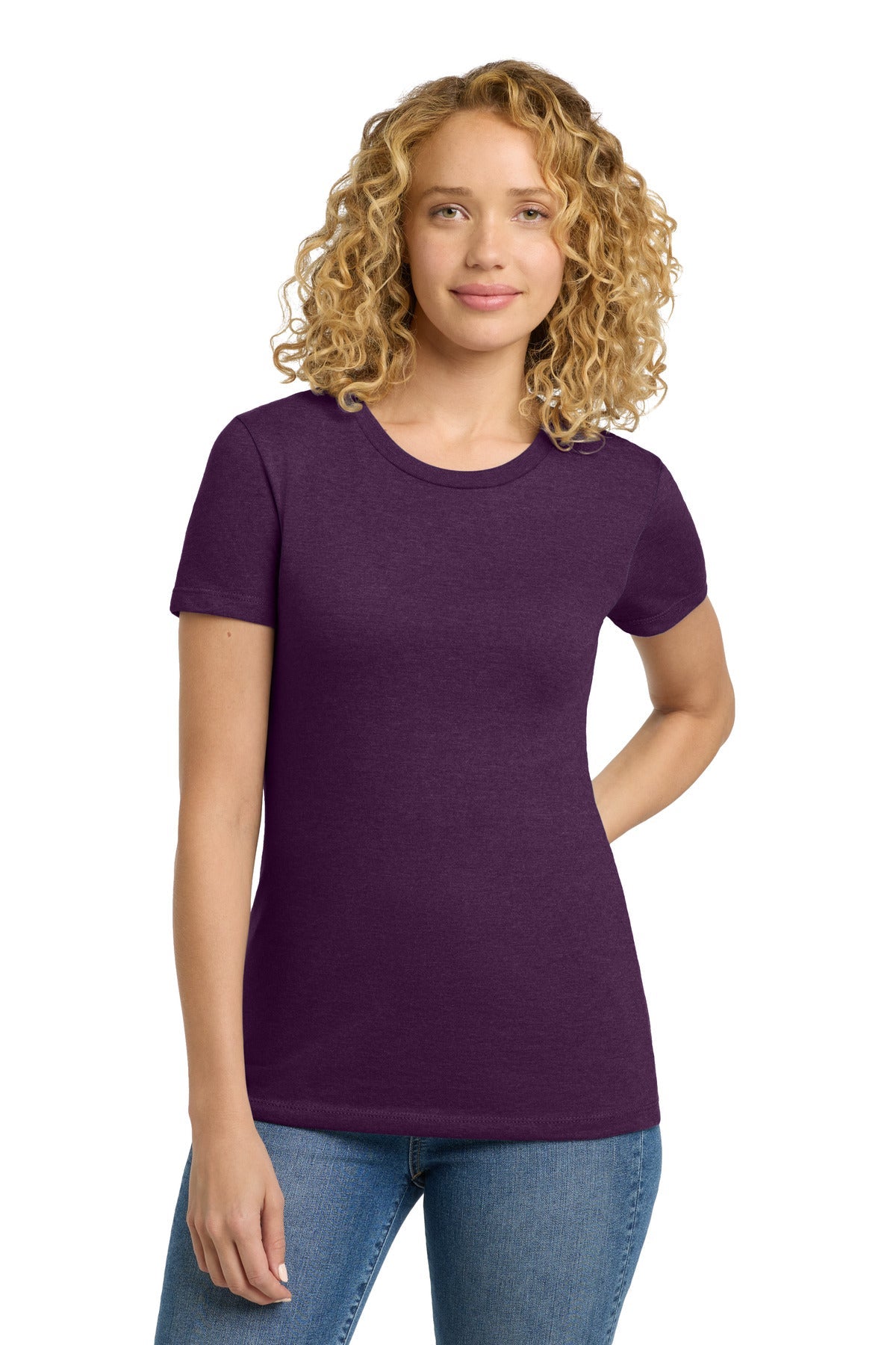 Front View of Plum Next Level Apparel Women's CVC Tee. NL6610