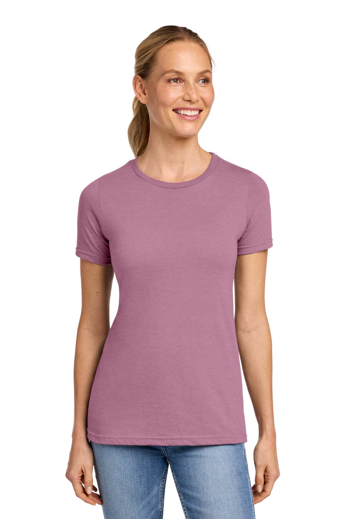 Front View of Plumrose Gildan Softstyle Women's CVC T-Shirt 64001LCVC