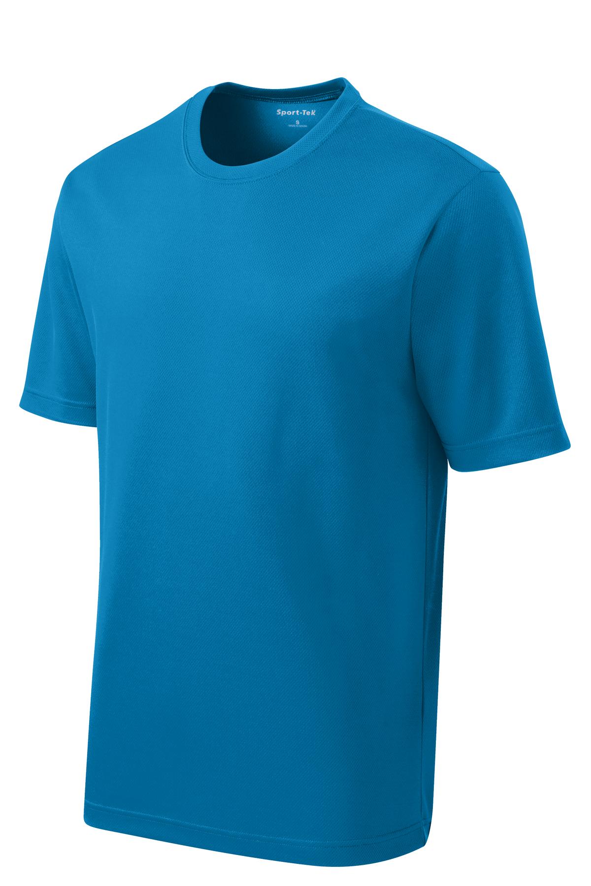 Front View of Pond Blue Sport-Tek PosiCharge RacerMesh Tee. ST340