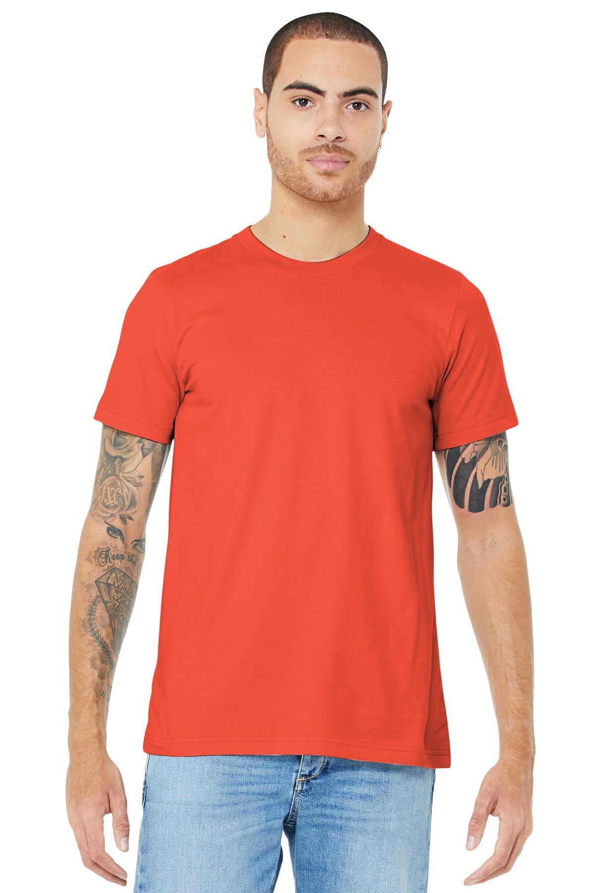 Front View of Poppy BELLA+CANVAS Unisex Jersey Short Sleeve Tee. BC3001