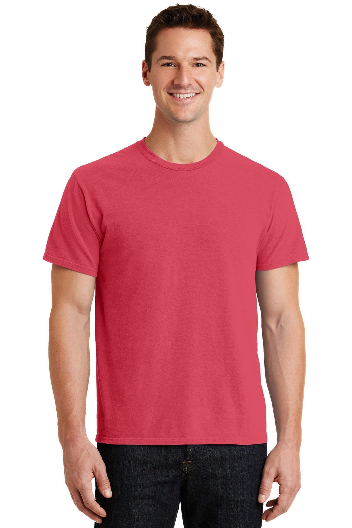 Front View of Poppy Port & Co Beach Wash Garment-Dyed Tee. PC099