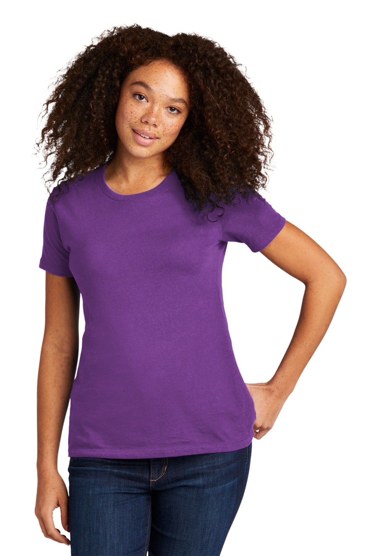 Front View of PrplBerry Next Level Apparel Women's Cotton Tee. NL3900