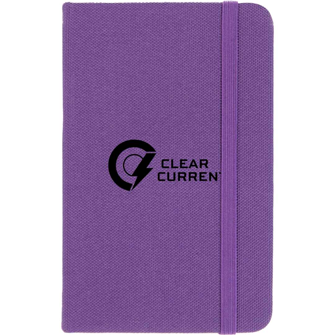 Front View of Purple 3.5" x 5.5" Recycled PET Pocket Bound Journal
