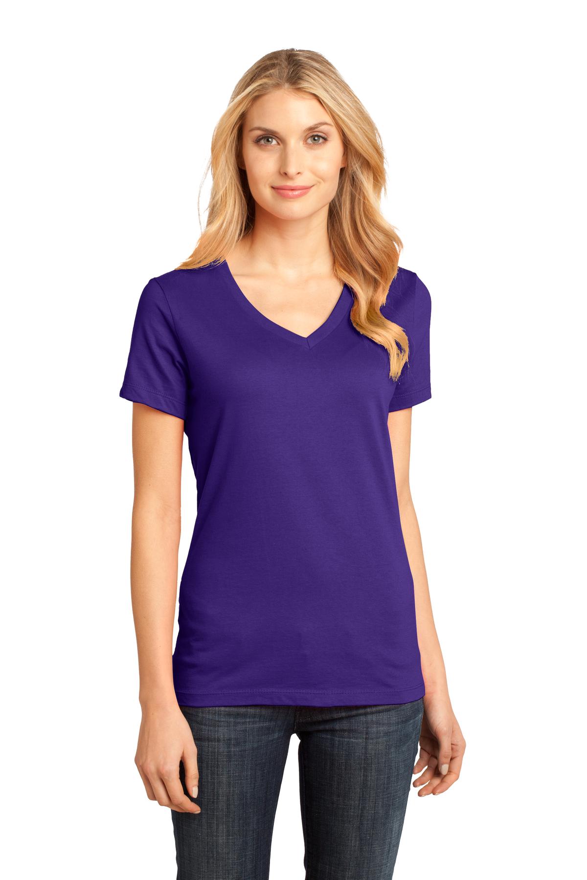 Front View of Purple District - Women's Perfect Weight V-Neck Tee. DM1170L