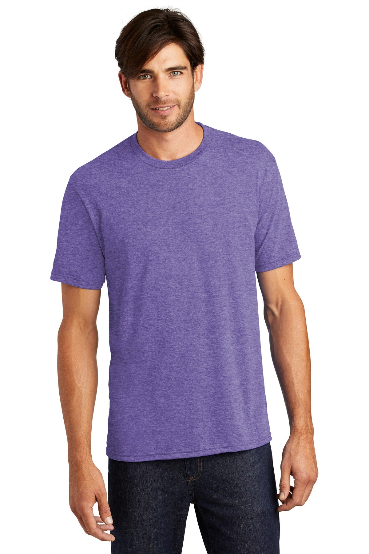 Front View of Purple Frost District Perfect Tri Tee. DM130