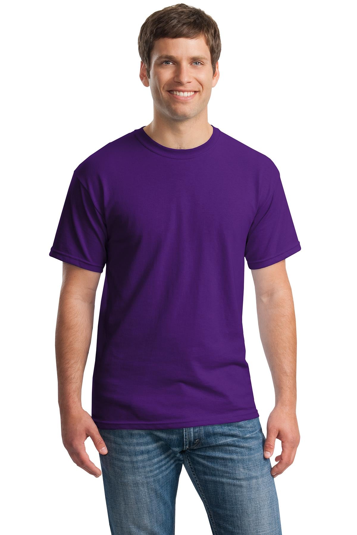 Front View of Purple Gildan - Heavy Cotton 100% Cotton T-Shirt. 5000