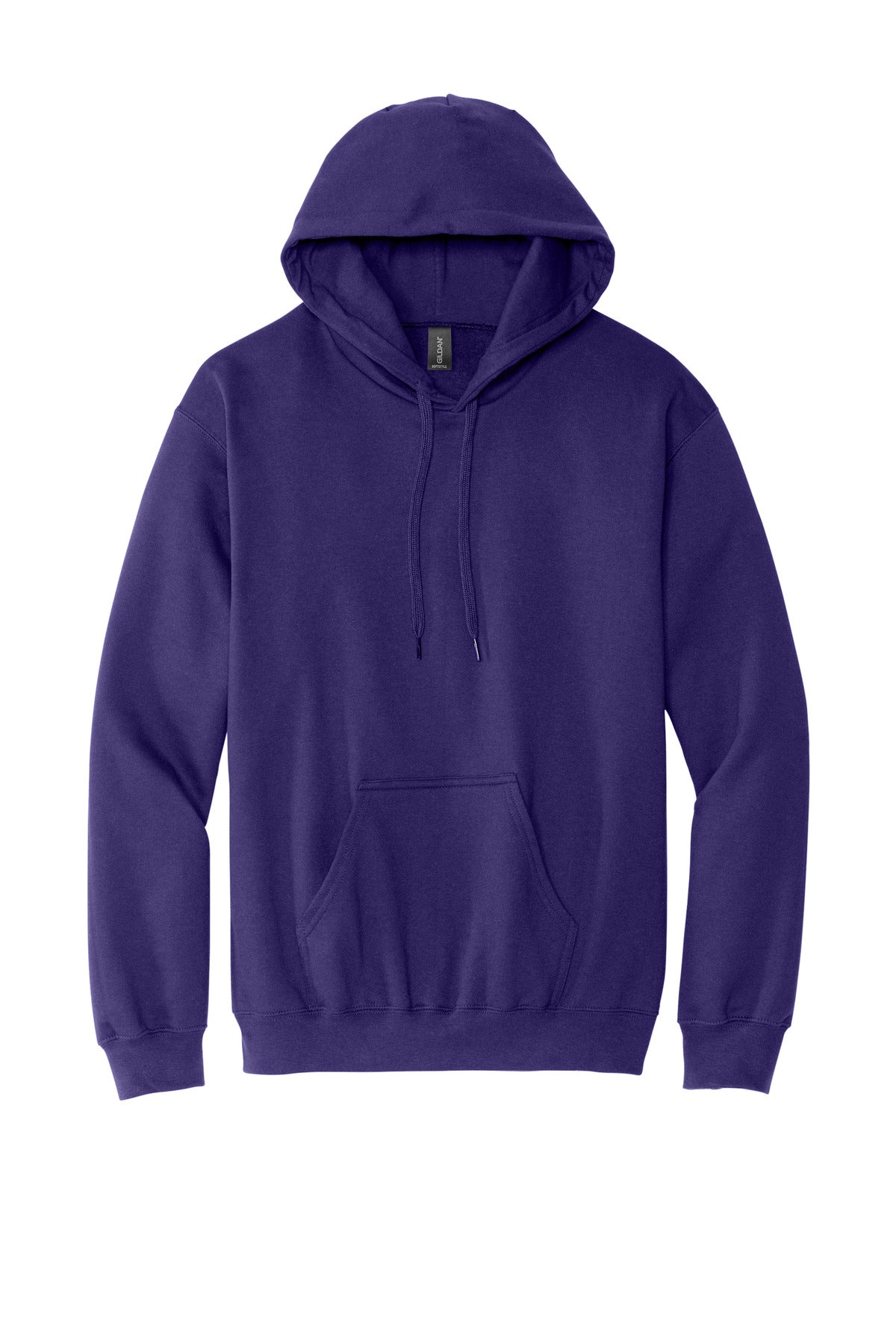 Front View of Purple Gildan Softstyle Midweight Pullover Hooded Sweatshirt SF500