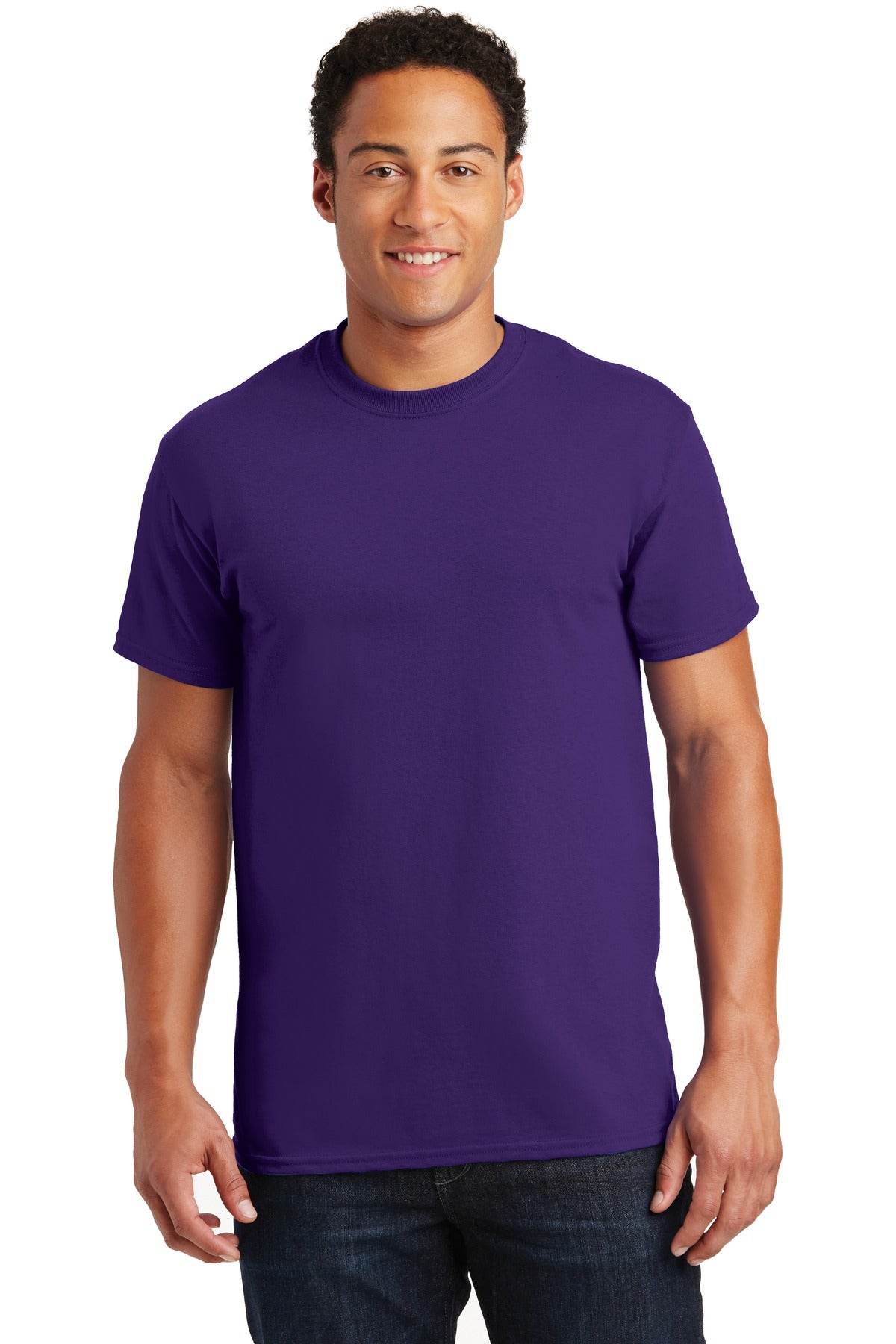 Front View of Purple Gildan - Ultra Cotton 100% US Cotton T-Shirt. 2000
