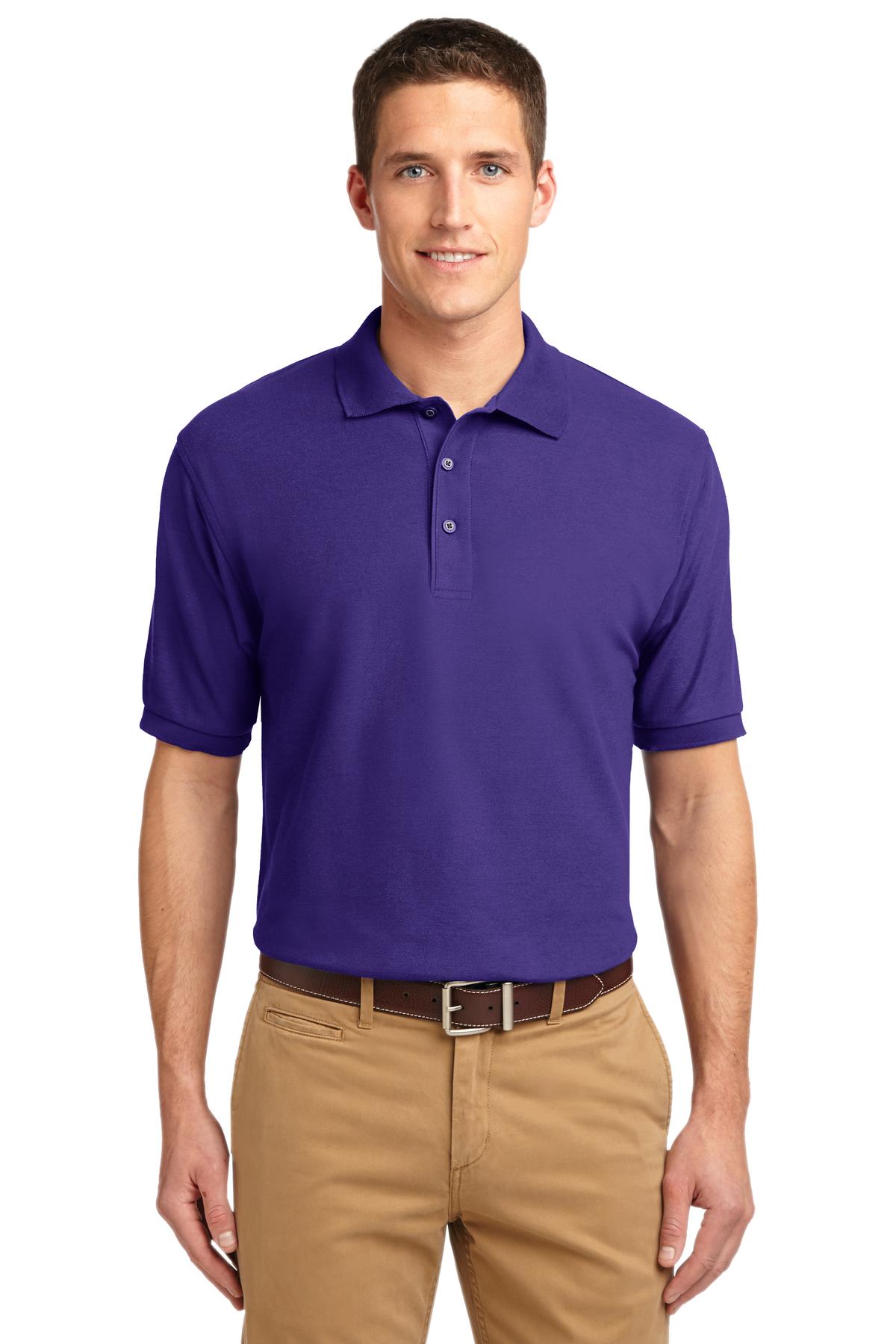 Front View of Purple Port Authority Extended Size Silk Touch Polo K500ES