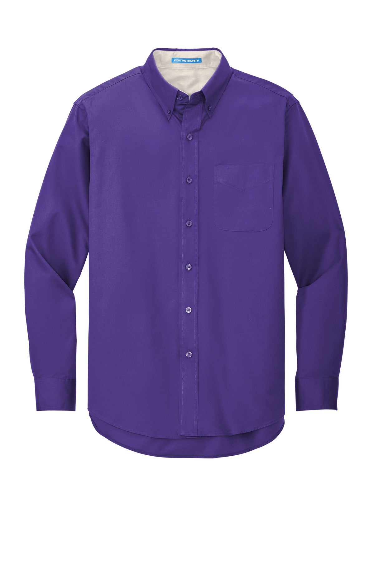 Front View of Purple Port Authority Long Sleeve Easy Care Shirt S608