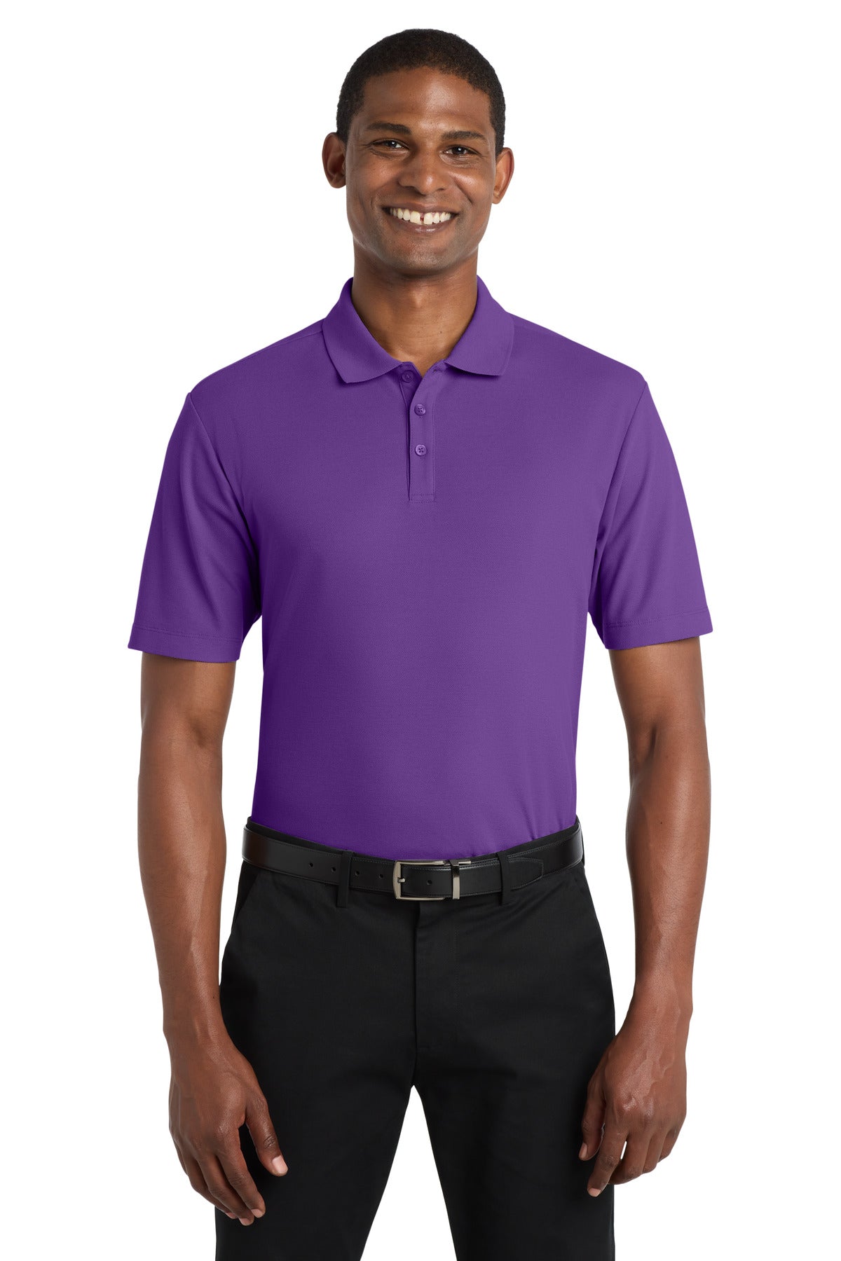 Front View of Purple Port Authority SuperPro React Polo. K810