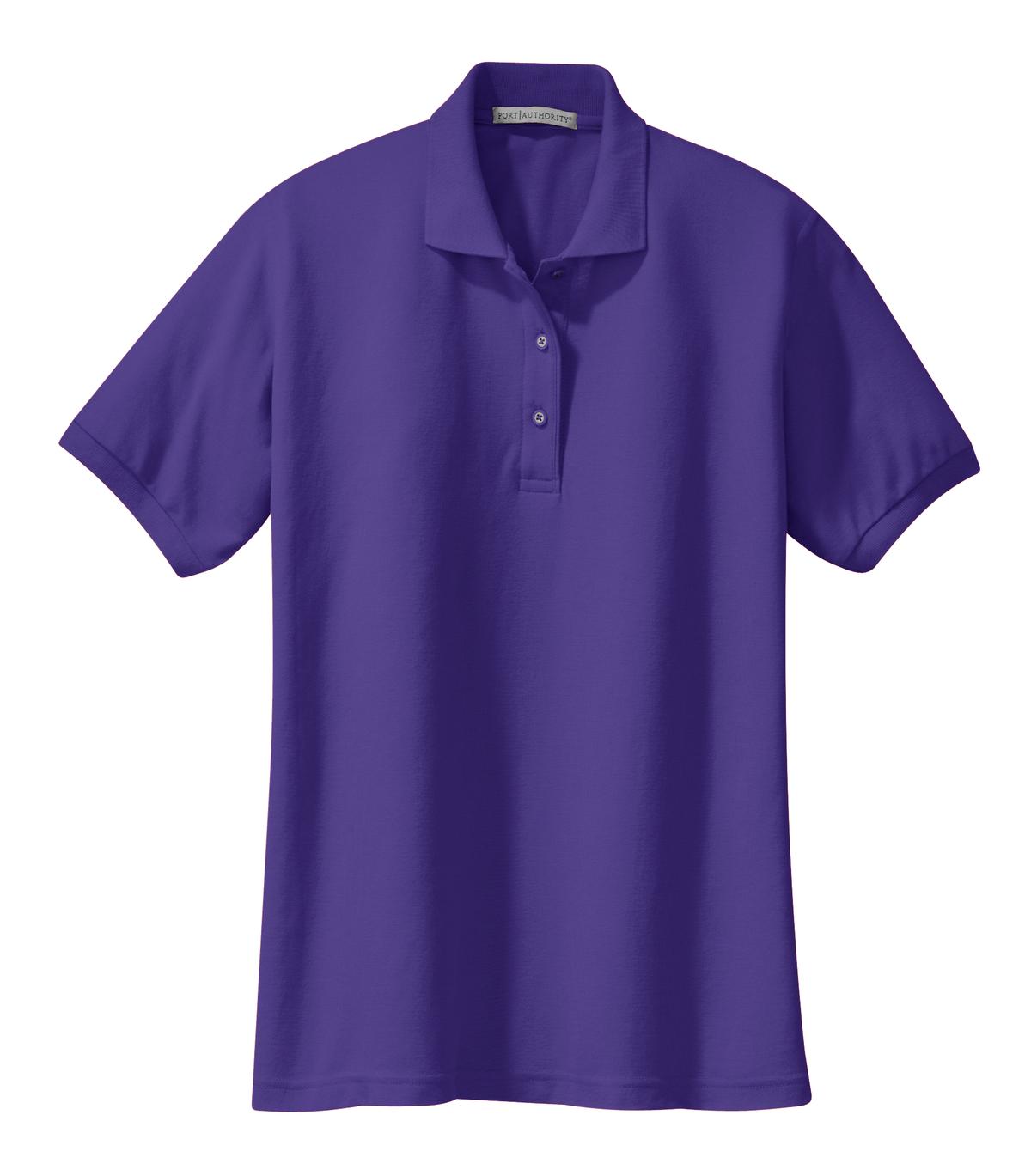 Front View of Purple Port Authority Women's Silk Touch Polo. L500