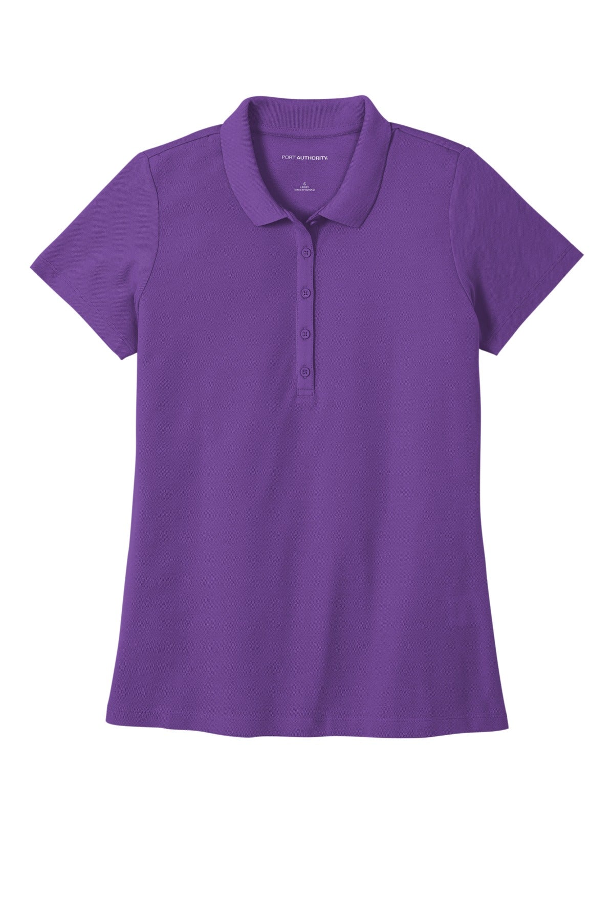 Front View of Purple Port Authority Women's SuperPro React Polo. LK810