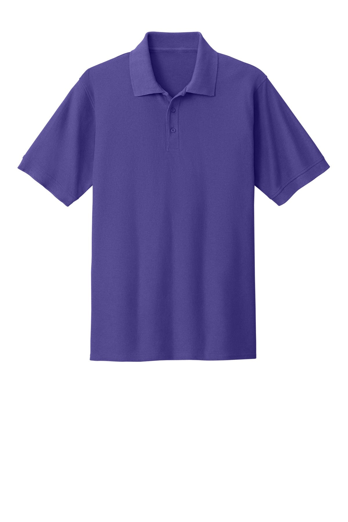Front View of Purple Port & Co Core Blend Pique Polo. KP155