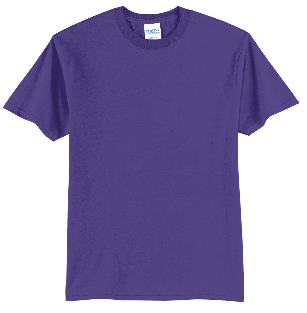 Front View of Purple Port & Co Core Blend Tee. PC55