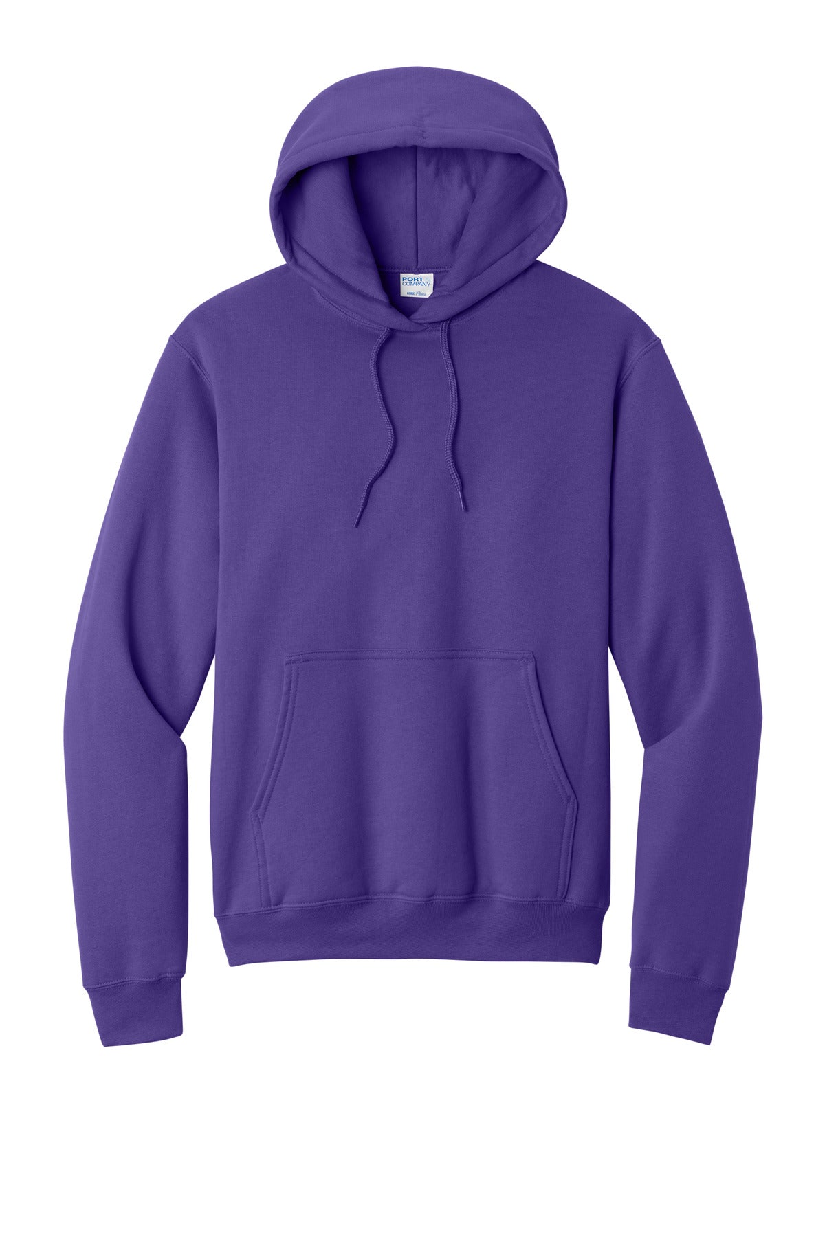 Front View of Purple Port & Co Core Fleece Pullover Hooded Sweatshirt. PC78H