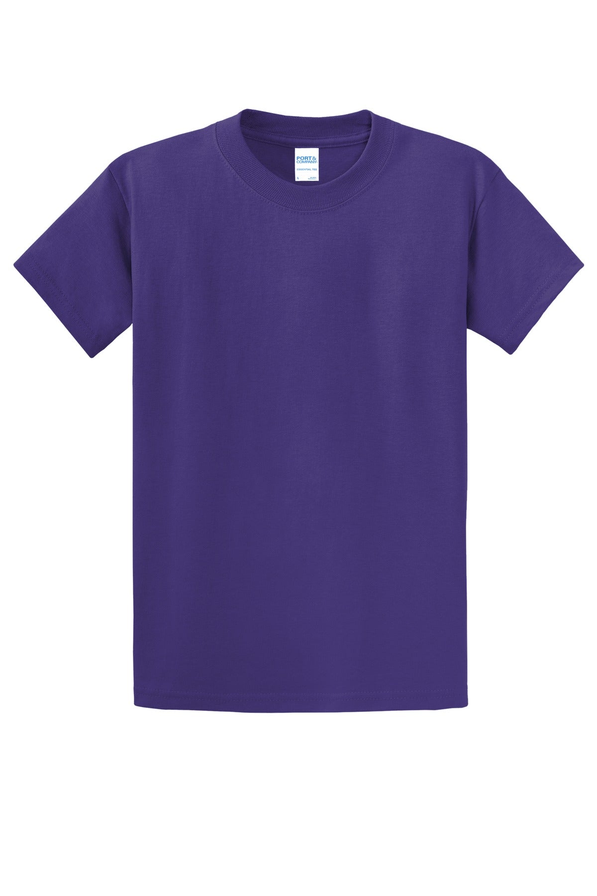Front View of Purple Port & Co Essential Tee. PC61