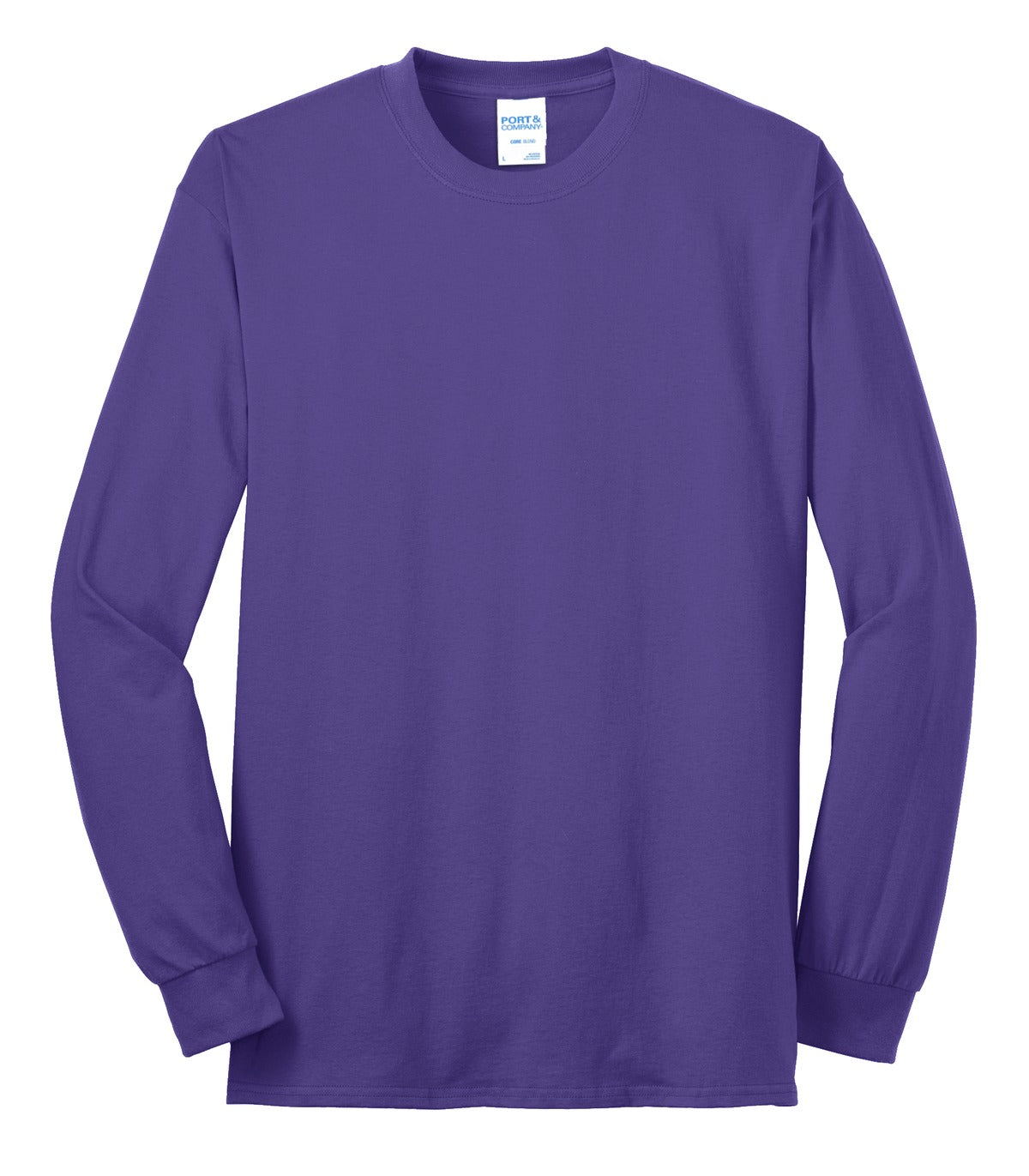 Front View of Purple Port & Co Long Sleeve Core Blend Tee. PC55LS