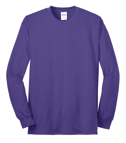 Front View of Purple Port & Co Long Sleeve Core Blend Tee. PC55LS