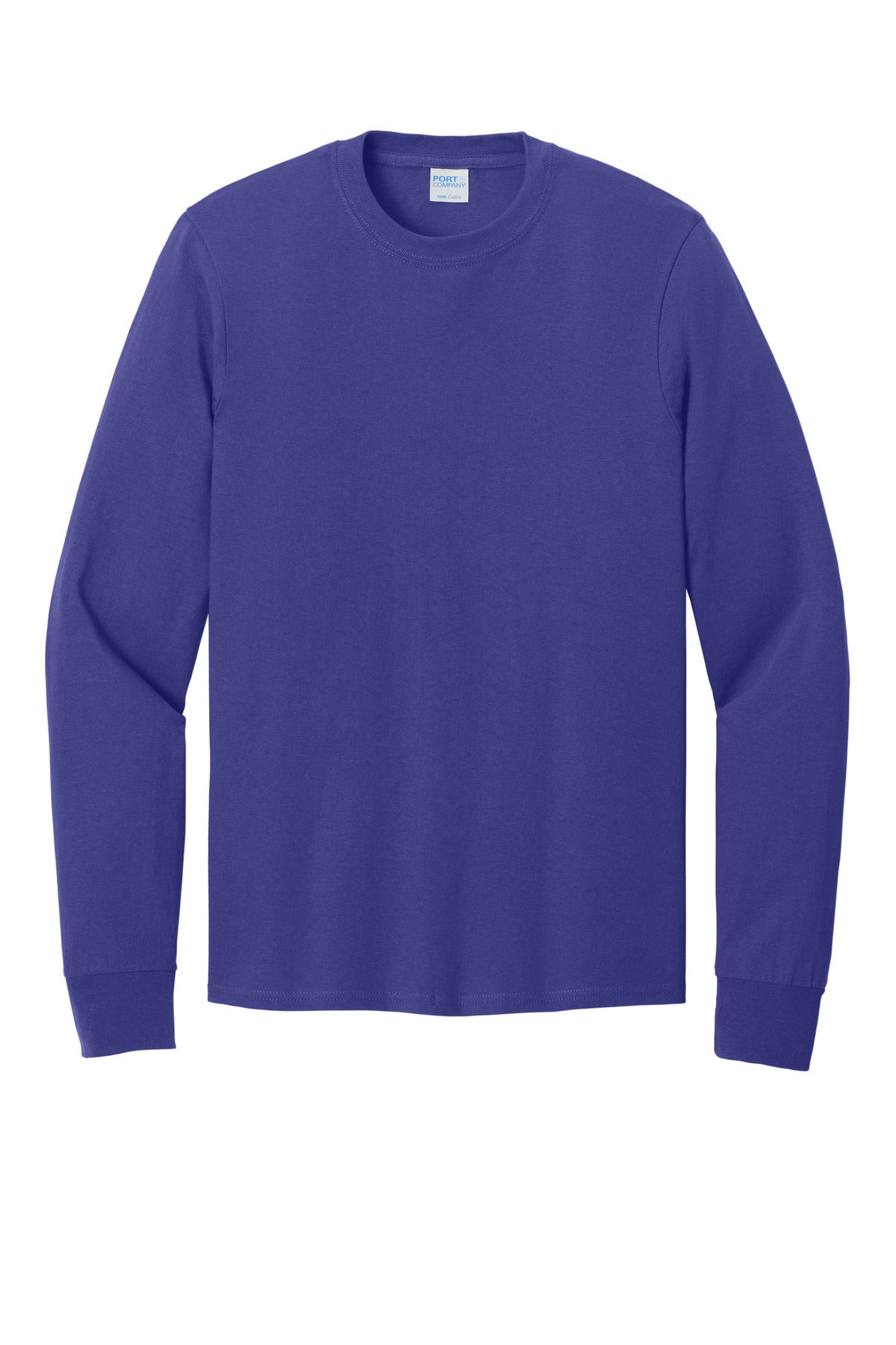 Front View of Purple Port & Co Long Sleeve Core Cotton Tee. PC54LS
