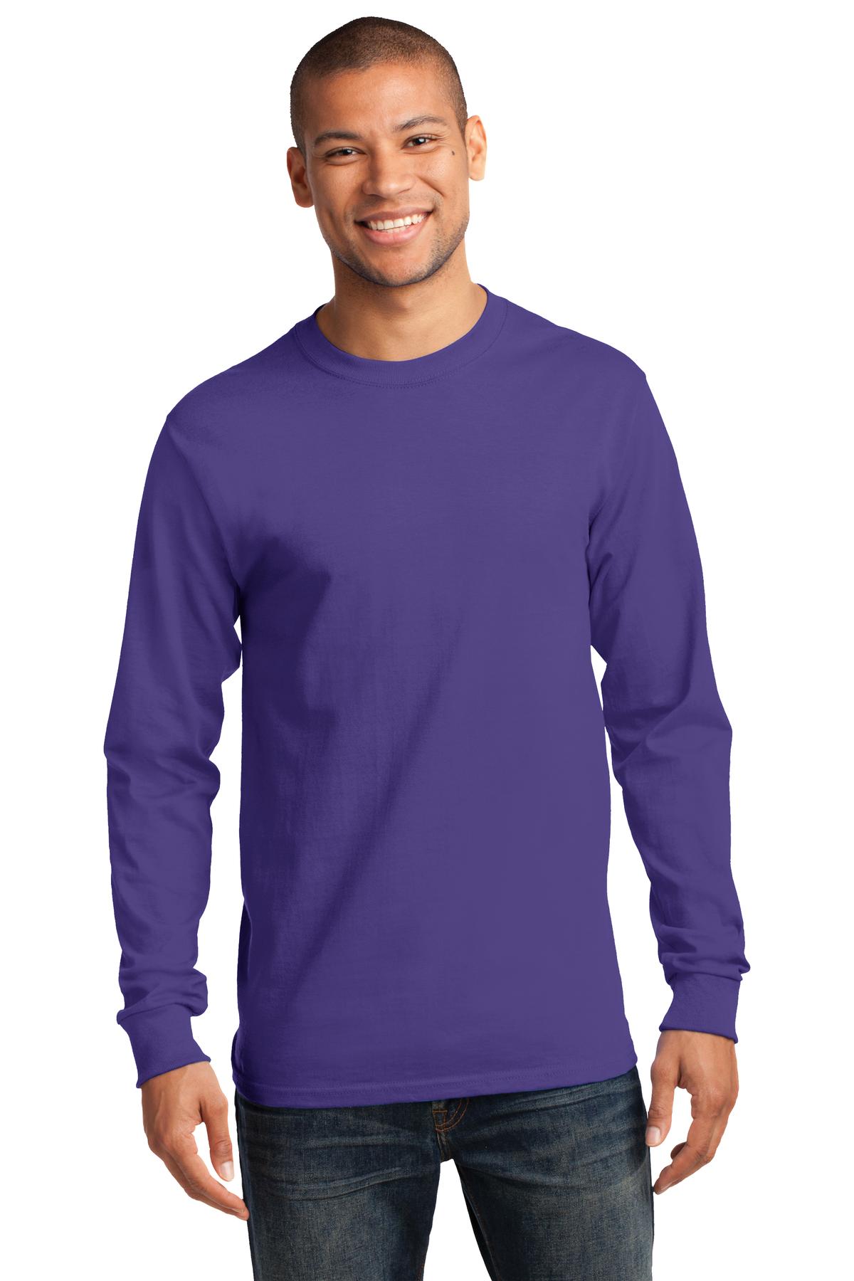 Front View of Purple Port & Co Long Sleeve Essential Tee. PC61LS