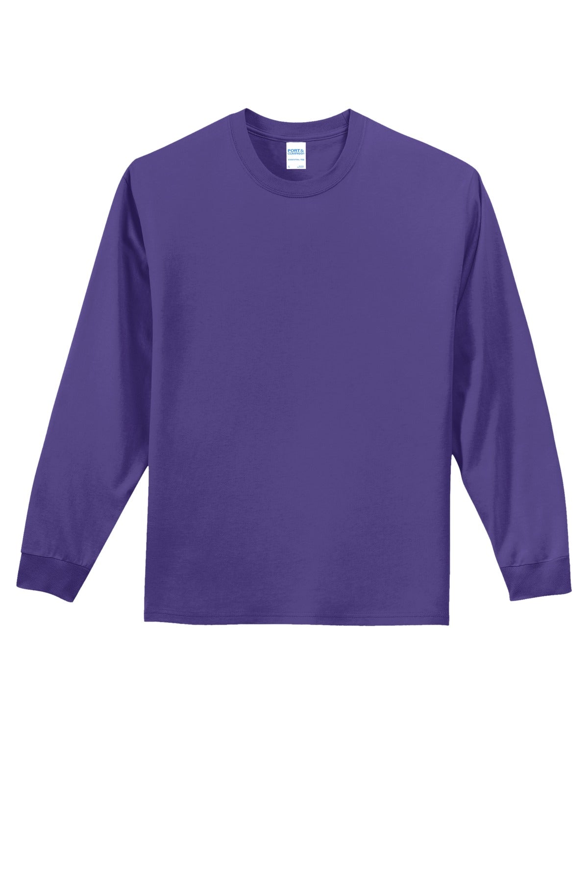Front View of Purple Port & Co Long Sleeve Essential Tee. PC61LS