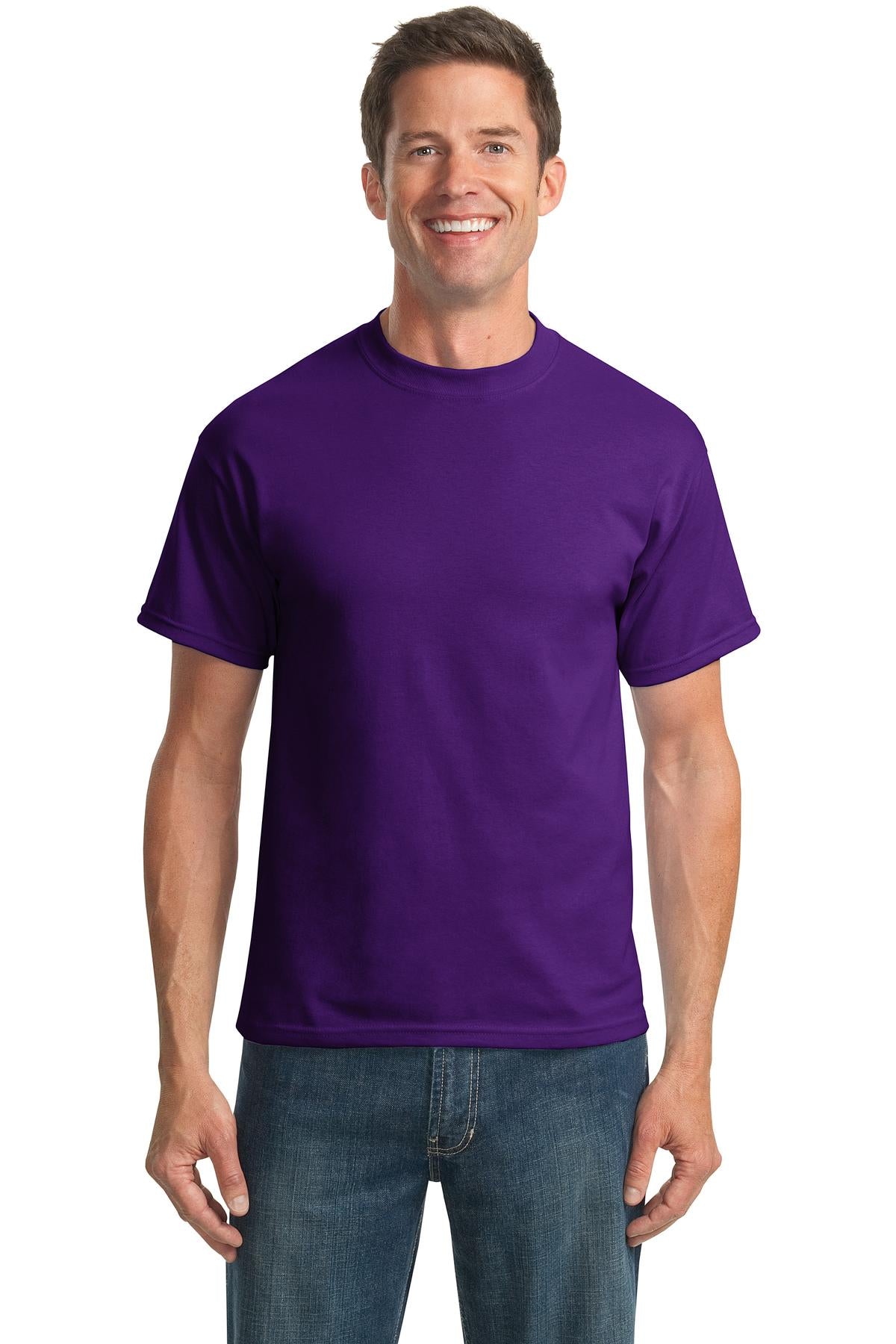 Front View of Purple Port & Co Tall Core Blend Tee. PC55T