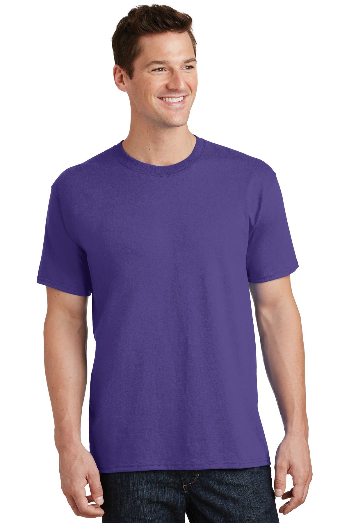 Front View of Purple Port & Co Tall Core Cotton Tee PC54T