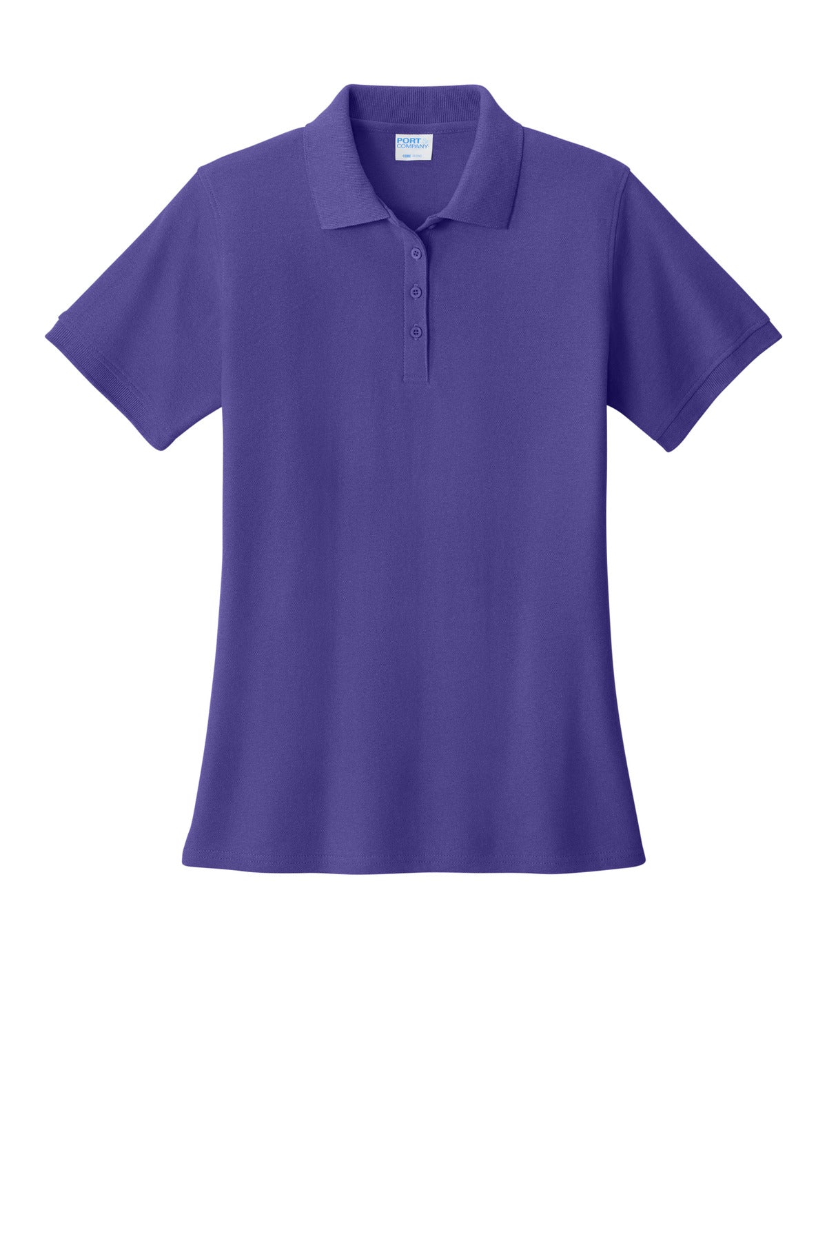 Front View of Purple Port & Co Women's Core Blend Pique Polo. LKP155