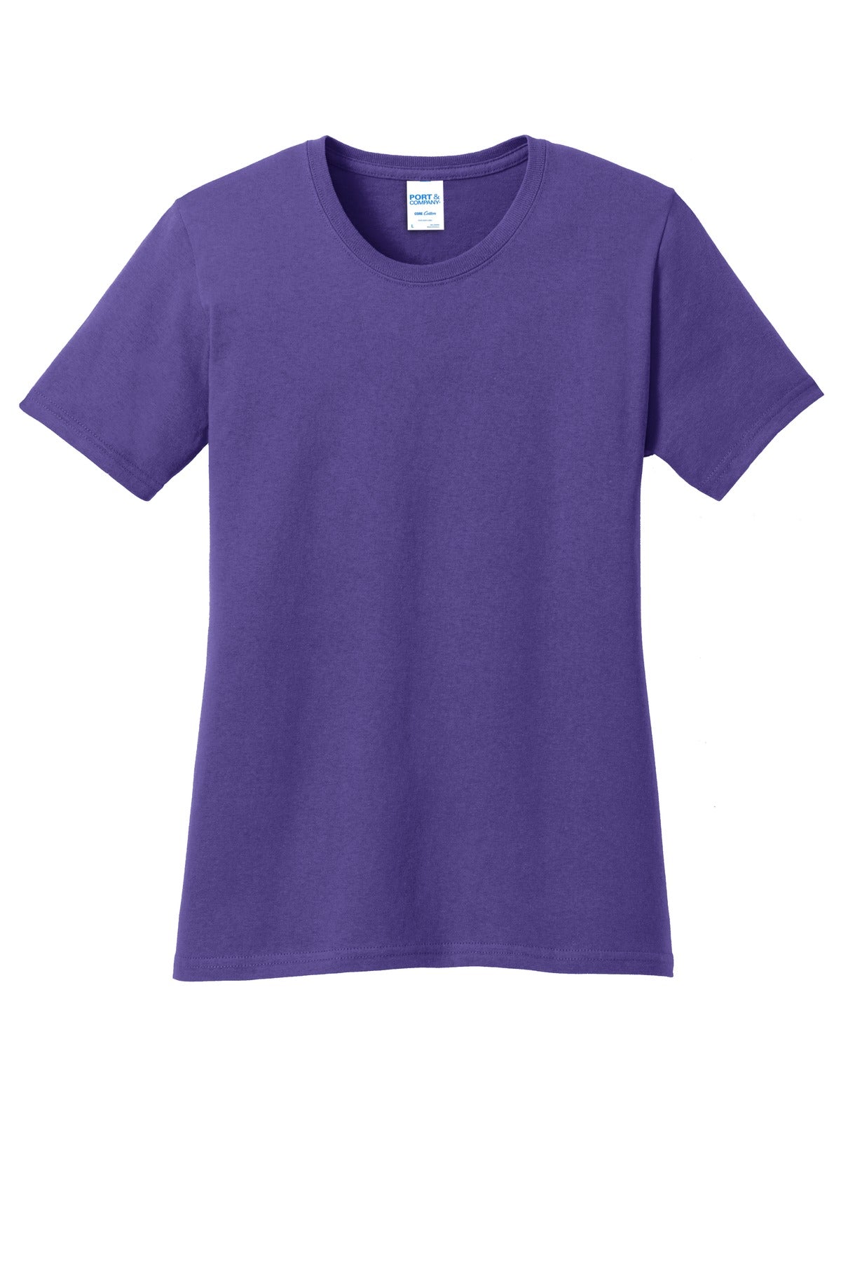 Front View of Purple Port & Co Women's Core Cotton Tee. LPC54