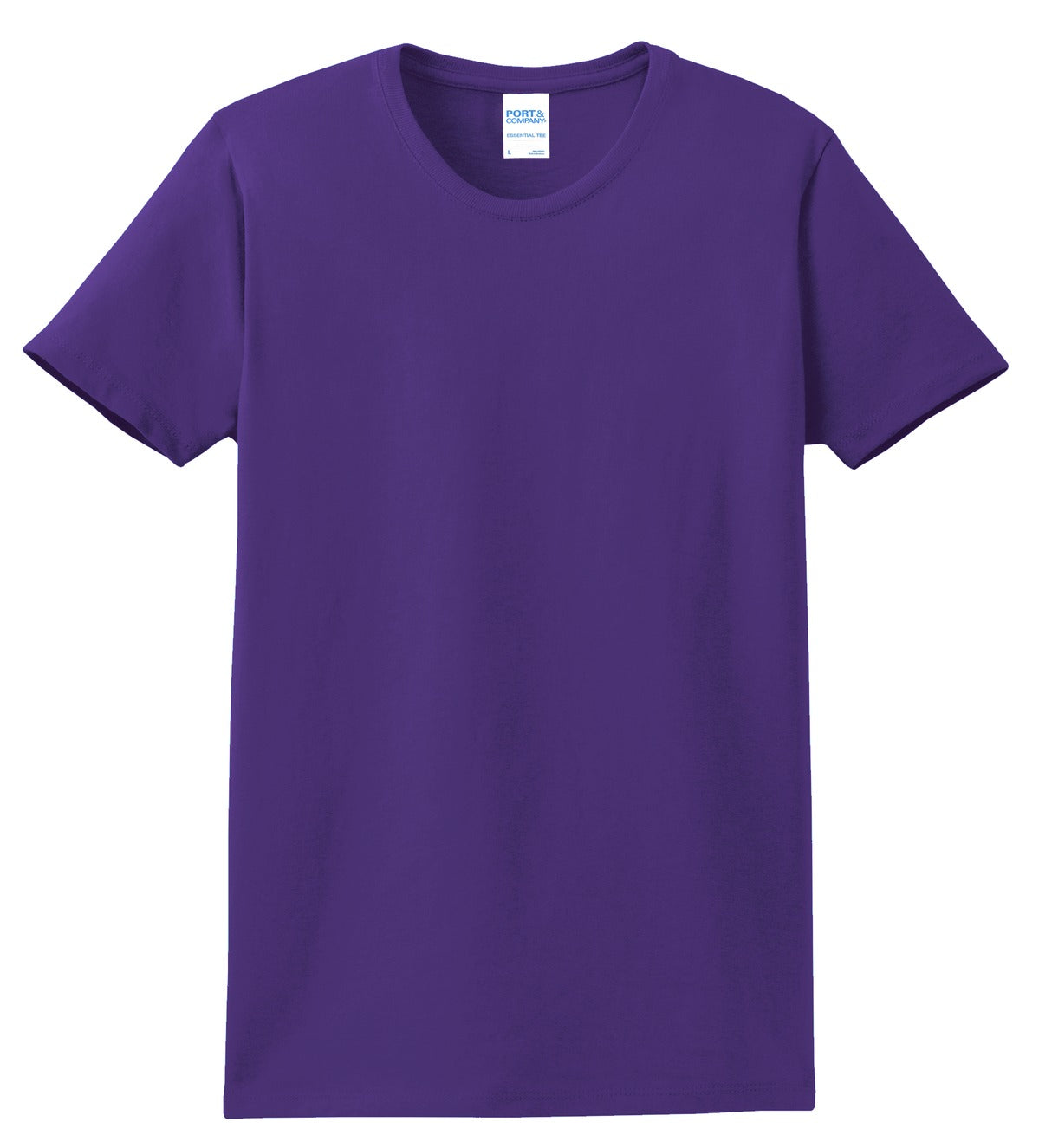 Front View of Purple Port & Co Women's Essential Tee. LPC61