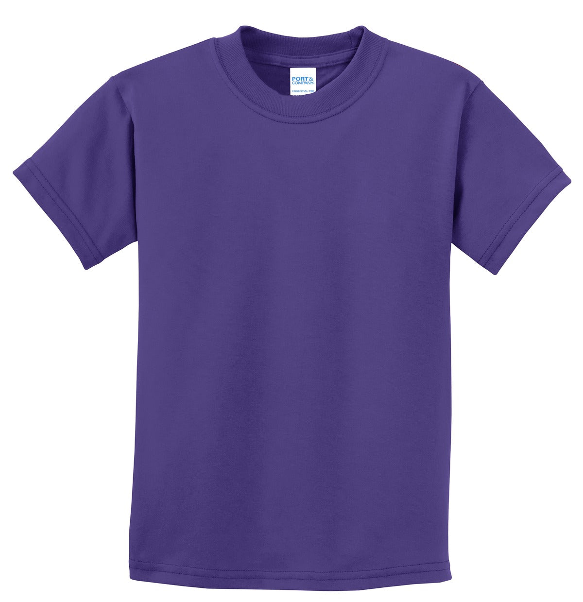 Front View of Purple Port & Co Youth Essential Tee. PC61Y