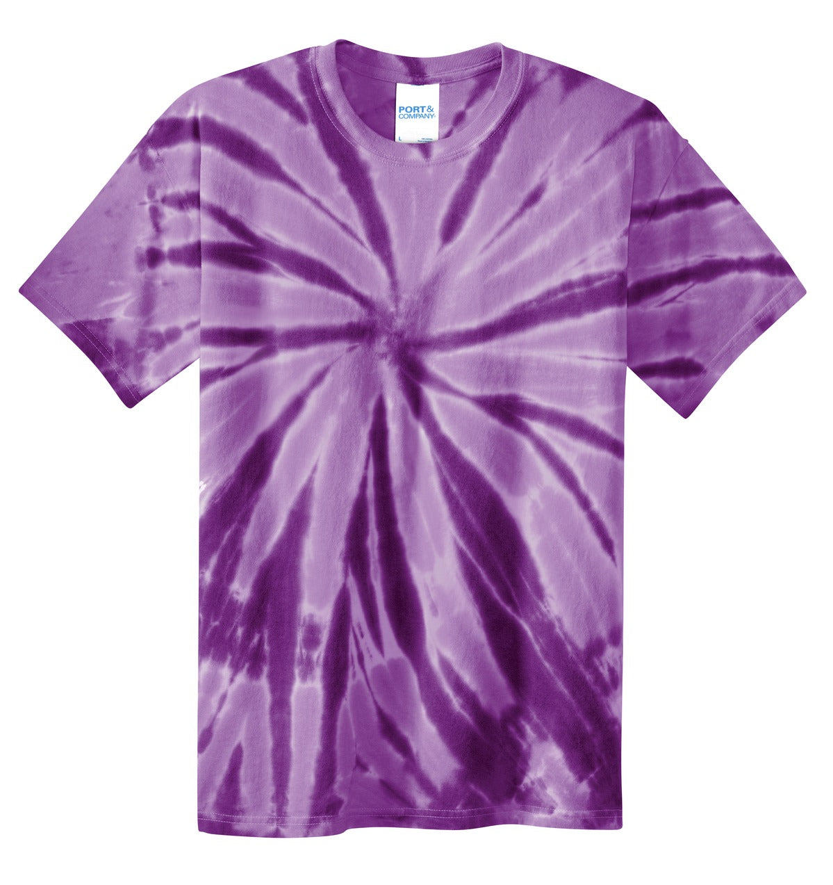 Front View of Purple Port & Co Youth Tie-Dye Tee. PC147Y