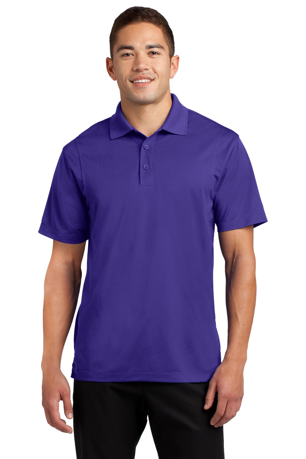 Front View of Purple Sport-Tek Micropique Sport-Wick Polo. ST650