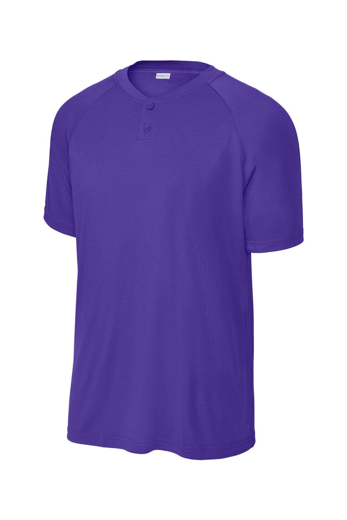 Front View of Purple Sport-Tek PosiCharge Competitor 2-Button Henley ST359