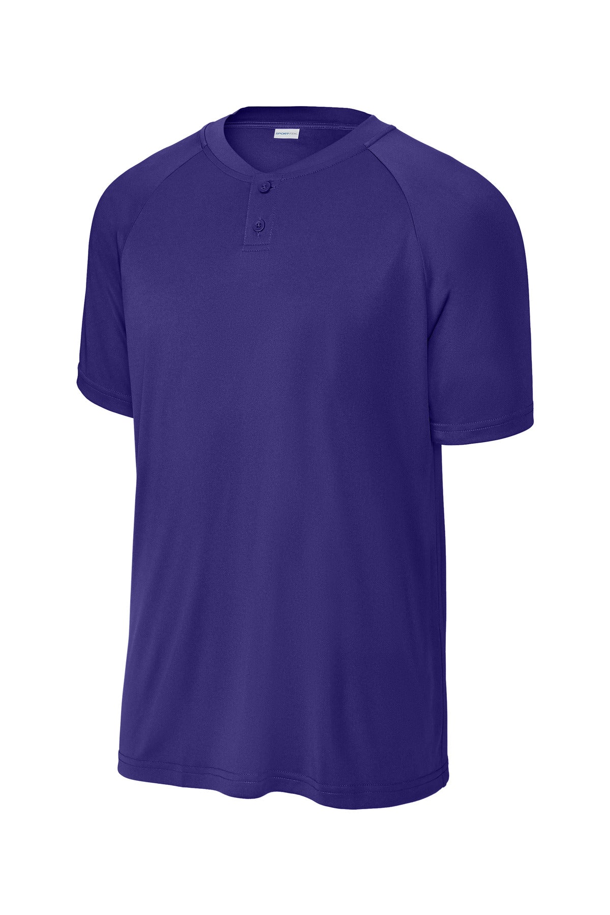 Front View of Purple Sport-Tek PosiCharge Competitor 2-Button Henley ST359