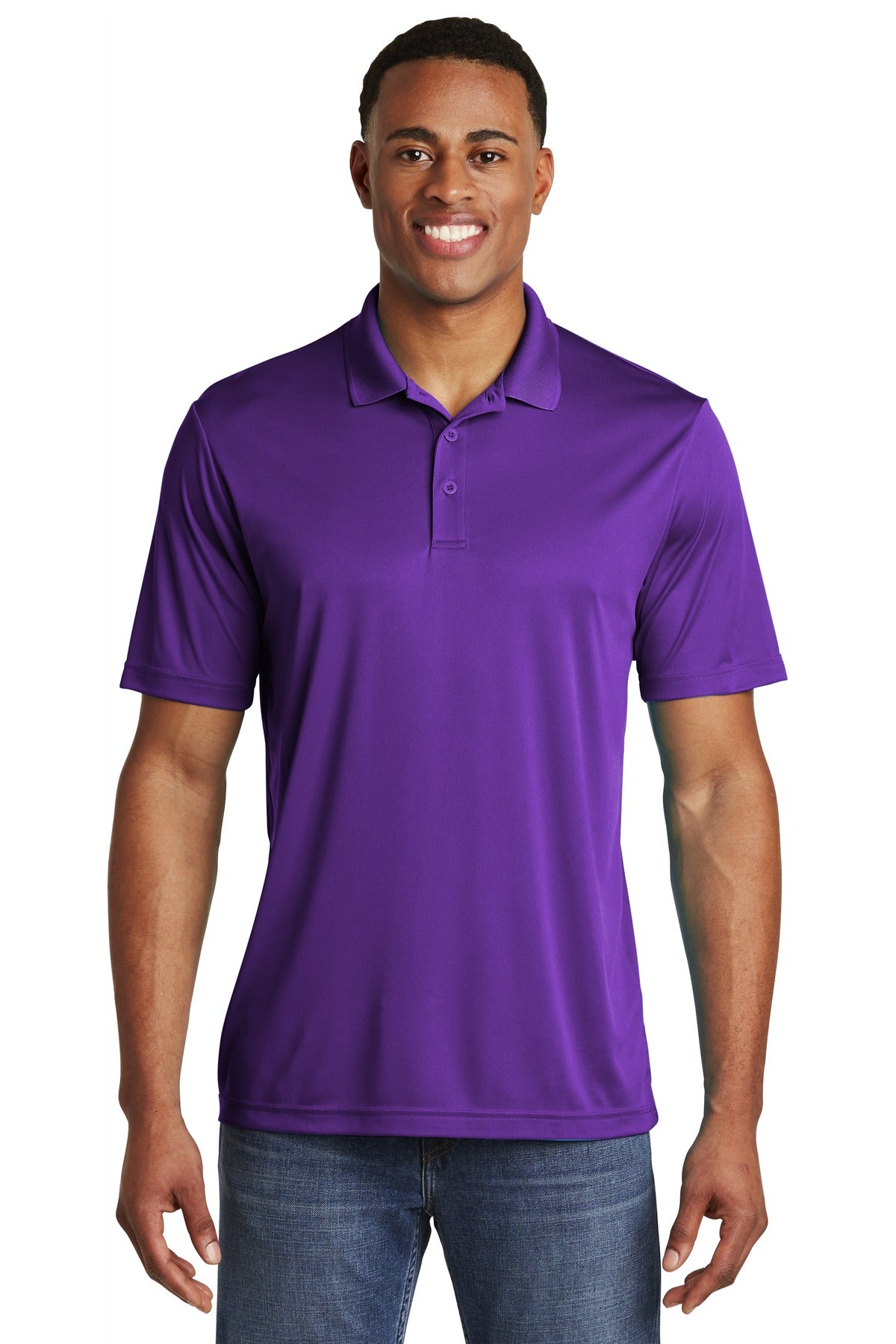 Front View of Purple Sport-Tek PosiCharge Competitor Polo. ST550