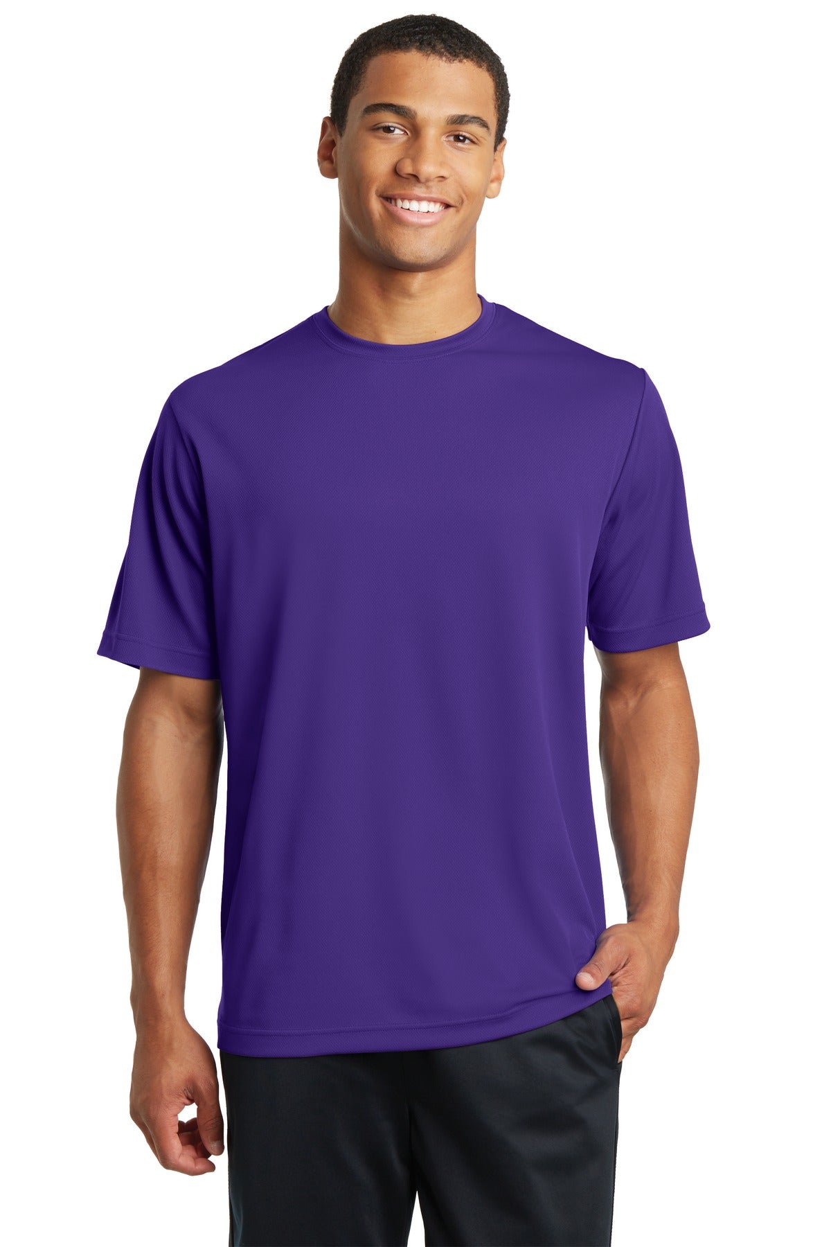 Front View of Purple Sport-Tek PosiCharge RacerMesh Tee. ST340